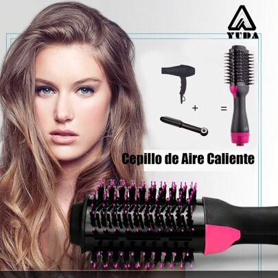 Cepillo de Aire Caliente, Peine Secador de Pelo Peine de Soplado Rizador de Pelo Ajustable Cepillo para Secador de Pelo Puede Rizado o Alisado el Cabello barberia