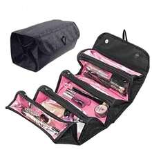 1個4層可摺疊的化妝品袋,具有大容量,可用於旅行衛生用品儲存 - 紅色 - 查看 6