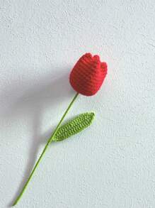 1入手工製作的織網鉤編線合成仿真鬱金香，DIY鮮花花束禮物 - 彩色 - 查看 3