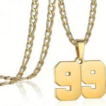 1 Miếng Mạ vàng Số Dây chuyền , Thép không gỉ Chuỗi , 60cm + 5cm , Cá nhân hóa Đồ treo Vật rủ xuống Đối với Quạt , Nam , NỮ , Con trai , Cô gái , Giáng sinh Qủa tặng ( ) - 1 dây chuyền mạ vàng 18k - Xem 18