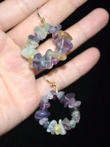 1對天然螢石耳環 - 彩色的 - 查看 3