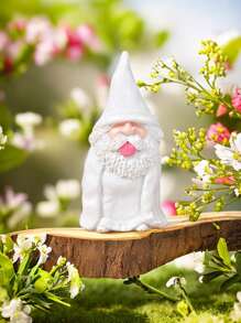 1入組樹脂花園小矮人公仔,穿白裙與吐舌,有趣的萌物裝飾戶外景觀 - 彩色 - 查看 2