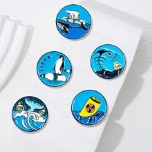 1個海洋保護徽章/大頭針,抵制核污染 - 彩色 - 查看 1
