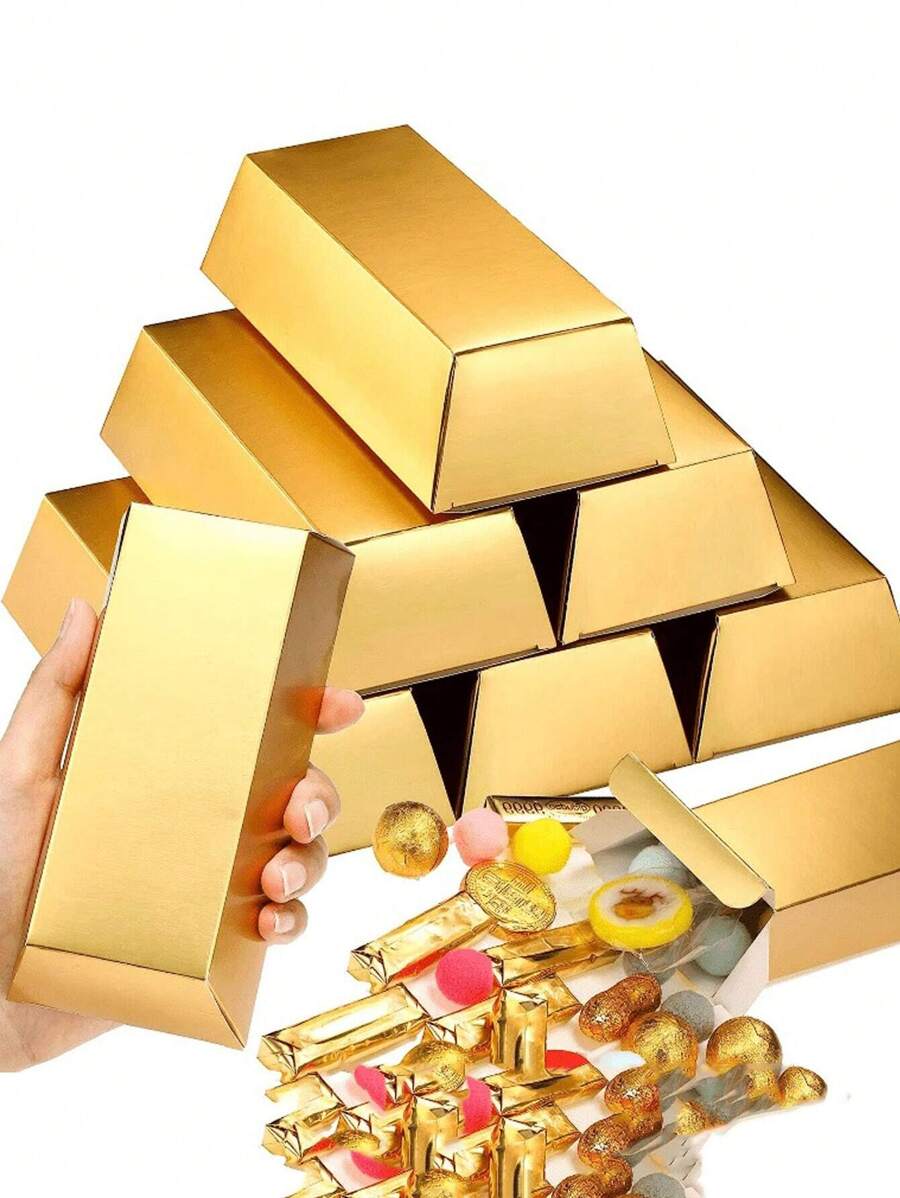 20 cái/lô hộp kẹo hình thỏi vàng hộp quà tặng đóng gói ngày lễ tình nhân - Vàng - Xem 1
