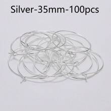 50入/100入金色/銀色大圓環金屬線圈耳環,diy垂墜耳環珠寶製作配件