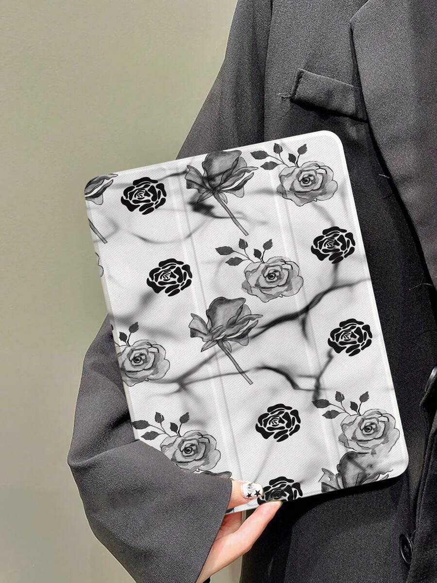 New 360° Rotation Stand Leather Wrapped Soft Tpu Case With Colorful Drawing Compatible With Ipad Pro Tablet, Compatible With Apple 2018/2019/2022/2021 Ipad Pro, Mini 4/5/6, Anti-Drop, Full Cover Protection Case Compatible With 9.7 Inch And 10.2 Inch Tablet - Multicolor - View 1