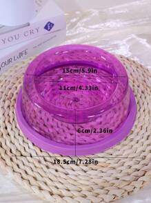 1pc Transparent Plastic Pet Bowl, Thickened, Anti-Slip & Stable Feeding Bowl For Cats And Dogs - Purple - View 2