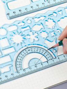 סט סרגל רב תכליתי לתלמידי בית ספר יסודי הכולל סרגל גיאומטריה, סרגל ציור וסרגל חלופי - כתום - ראה 6