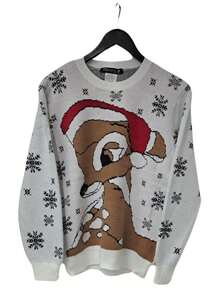 Sueter Navideño Ugly Sweater para mujer con dibujo de Venado Navidad L1356 - Blanco - Ver 2