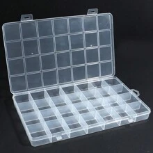 1入組28格塑料收納首飾盒，可調節隔間，適用於珠子耳環盒子，長方形盒子 - 白色 - 查看 6