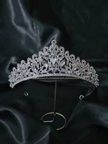 1pc Women's Multi-Functional Silver Crown Headpiece For Bride, Wedding Dress, Fashion Show, Photography With Luxury Design And Rhinestone Decoration Royal - Silver - View 1