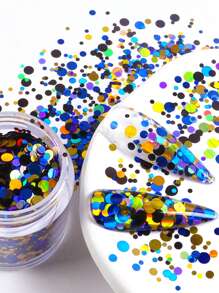 雷射圓形亮片指甲裝飾,波點形狀指甲藝術閃粉全息亮片diy配件 - 彩色 - 查看 1