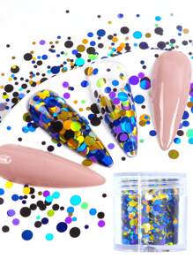 雷射圓形亮片指甲裝飾,波點形狀指甲藝術閃粉全息亮片diy配件 - 彩色 - 查看 4