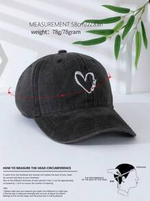 1pc Valentine'S Day Vintage Baseball Cap Unisex Adjustable Embroidered Casual Low-Key Peaked Cap With Heart Pattern - Coffee Brown - View 8