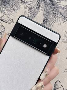 1pc Two-In-One Plain Business Style Leather Pattern Full Coverage Hard Phone Protective Case For Pixel Model