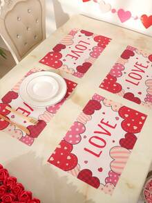1set/2pcs Heart Shaped Proposal/Birthday Party/Couples Gathering/Home Decoration Placemats - Multicolor - View 4