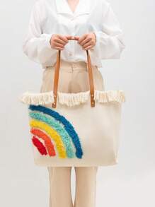 女士手提包、女包、帆布包、女士手提包、女士手提包、女士单肩包、其他印花、流苏、仿皮、柔软毛绒、大容量、通勤、办公室、工作、适合女性、新手和白领人士、适合女孩、少女 - 彩色 - 查看 12