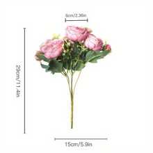 1入組粉色絲綢牡丹人造花,玫瑰婚禮家居diy裝飾大花束泡沫配件工藝白色假花,適用於握花新娘,完美的婚禮和派對裝飾 - 粉色 - 查看 4
