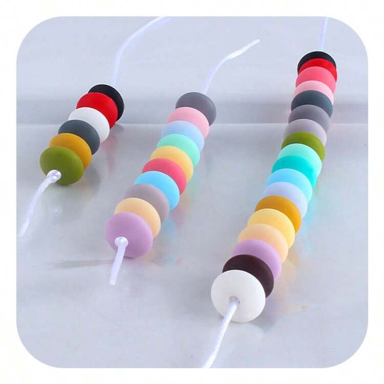 10 顆新款卡通風格矽膠珠適用於兒童藝術和工藝活動、珠寶製作用品 - 米色 - 查看 4