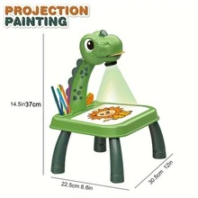 Dinosaur Projection Painting Table, Erasable Doodle Board, Projection Light, Without Electricity, Birthday Christmas - Green - View 3