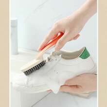 1pc Soft Bristles Shoe Brush, Multifunctional Cleaning Tool For Clothes And Shoes, Super Soft Scrubber For Shoes, Perfect For Household Use - Grey - View 4