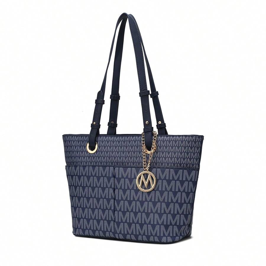 MKF Collection Signature Lori  Vegan Leather Women'S Tote Bag, Fashion Large Work Purse By Mia K - Màu xanh hải quân - Xem 1