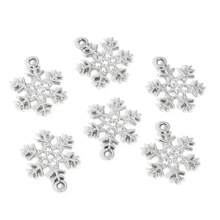 10pcs Alloy Snowflake Shaped Rhinestone Inlaid Diy Jewelry Pendant - Snowflake - View 11