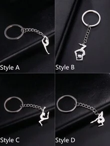 1 件女士不鏽鋼藝術體操芭蕾舞者吊墜鑰匙圈瑜珈鑰匙圈、紀念品或送給女朋友的禮物、批發珠寶
