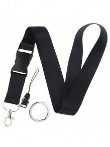 1pc Black Detachable Lanyard With 2 ID Card Holders, Teacher Neck Strap For Keys, Keychains, With Waterproof Transparent ID Card Slots, Phone Lanyard With Quick Release Buckle, Suitable For Women, Men, Students Car Accessories Bag Charm Backpack For School - Black - View 5