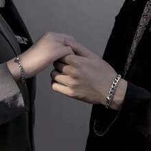 2pcs Magnetic Attraction Heart Charm Bracelet For Couples, Unique Personalized Design - Silver - View 2