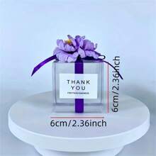 50入組透明pvc婚禮糖果盒,附人造花束緞帶,婚禮客人紀念品啞拉糖巧克力盒 - 磨砂香檳色 - 查看 2