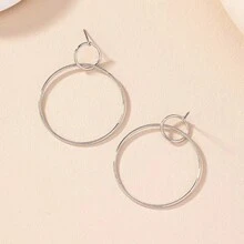 1pair Geometric Creative Shape Earrings Made Of Alloy, Elegant Style, Unique Statement For Women/Girls, Perfect Gift - Simple Design Hoop Earrings - View 11