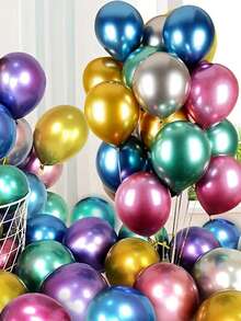 20pcs Metallic Decorative Balloon, Colorful Latex Balloon For Party - Multicolor - View 3