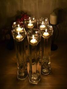 Bougie D'eau Flottante Blanche Dans Une Tasse En Verre, 10 Pièces, Pour Fête À La Piscine, Mariage En Plein Air, Photographie, Anniversaire, Décoration De Dîner Romantique