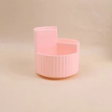 1pc Nordic Style 360 Degrees Rotatable Pen Holder With Large Capacity For Office Students, Simple Storage Case, Pencil Cup, Desk Organizer - Pink - View 7