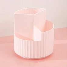 1pc Nordic Style 360 Degrees Rotatable Pen Holder With Large Capacity For Office Students, Simple Storage Case, Pencil Cup, Desk Organizer - Pink - View 4