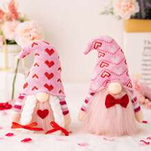 1入粉色情人節毛絨玩具心形和蝴蝶結裝飾人偶,用於製作情人節禮物、婚禮場景佈置、家居展示、情人節禮物 - 彩色 - 查看 2