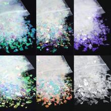 6 袋装 60 克全息美人鱼不对称亮片指甲闪光片闪亮亮片 DIY 配件美甲装饰用品美甲配件套装每袋 10 克 - 彩色 - 查看 1