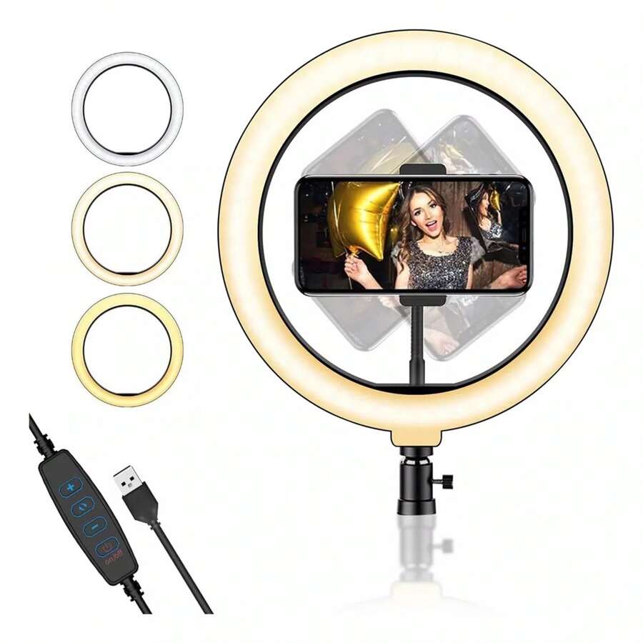 Aro De Luz 12 Pulgadas De Iluminacion Usb Con Soporte Celula,adecuado para Navidad