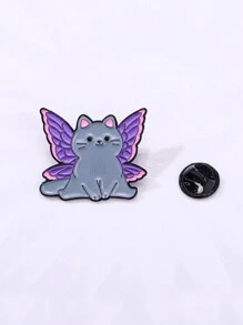 1入組卡通蝴蝶翅膀貓硬質琺瑯胸針,適合日常穿著和女性朋友的禮物配飾 - CZ0657-2 - 查看 12