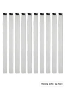 Extensiones de cabello de 22 pulgadas con resaltados de colores variados (blanco, naranja, negro, rojo, rosa, gris, morado) en paquete de 10 piezas, pieza recta sintética para uso diario, fiestas, vacaciones, regalos de Año Nuevo para mujeres y niñas - Blanco - Ver 2
