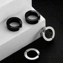 6雙組時尚磁力貼扣耳針,男女黑色鋯石磁石無穿孔夾式耳環套裝,朋克風耳環珠寶