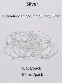 50入/100入金色/銀色大圓環金屬線圈耳環,diy垂墜耳環珠寶製作配件