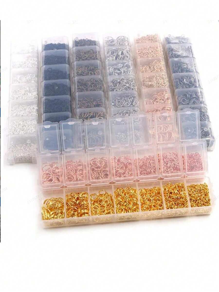 1set Of Boxed Split Jump Rings In 3mm, 4mm, 5mm, 6mm, 7mm, 8mm, And 10mm, 8 Colors, For Diy Jewelry Making And Connector Finding