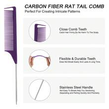 9入組鱷魚夾和鋼針尾部挑選梳具有耐高溫抗靜電功能的專業理髮工具 - 彩色 - 查看 5