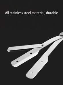 1pc Multi-Functional Stainless Steel Manual Shaving Razor For Head, Eyebrows, Face And Beard - Foldable Retro Style Razor For Home, Barber And Travel Use - Black - View 8