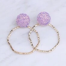 sehuoran 1对圆形金属彩色水晶水滴耳环，高品质水钻首饰配饰，女士批发耳环，波西米亚风水滴耳环，黑色夸张耳环 - Style 1 - 查看 12