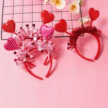 1 件情人節閃光心型頭帶派對裝扮髮飾紅色或粉紅色 - 粉色 - 查看 2