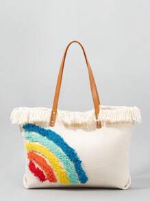 女士手提包、女包、帆布包、女士手提包、女士手提包、女士单肩包、其他印花、流苏、仿皮、柔软毛绒、大容量、通勤、办公室、工作、适合女性、新手和白领人士、适合女孩、少女 - 彩色 - 查看 11