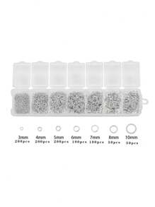1set Of Boxed Split Jump Rings In 3mm, 4mm, 5mm, 6mm, 7mm, 8mm, And 10mm, 8 Colors, For Diy Jewelry Making And Connector Finding